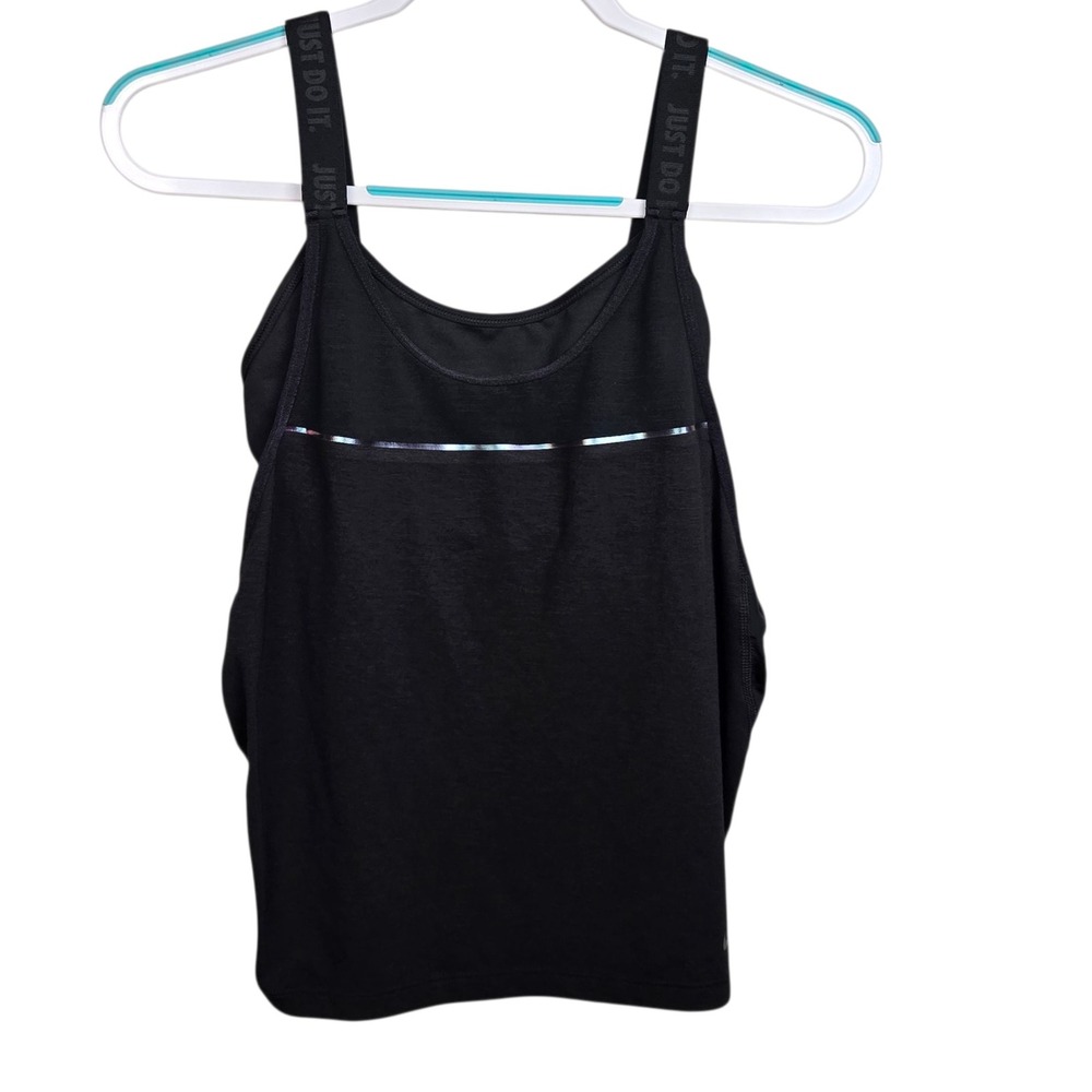 Nike Dri-Fit Just Do It Black Activewear Tank Top Athletic Sleeveless Shirt S